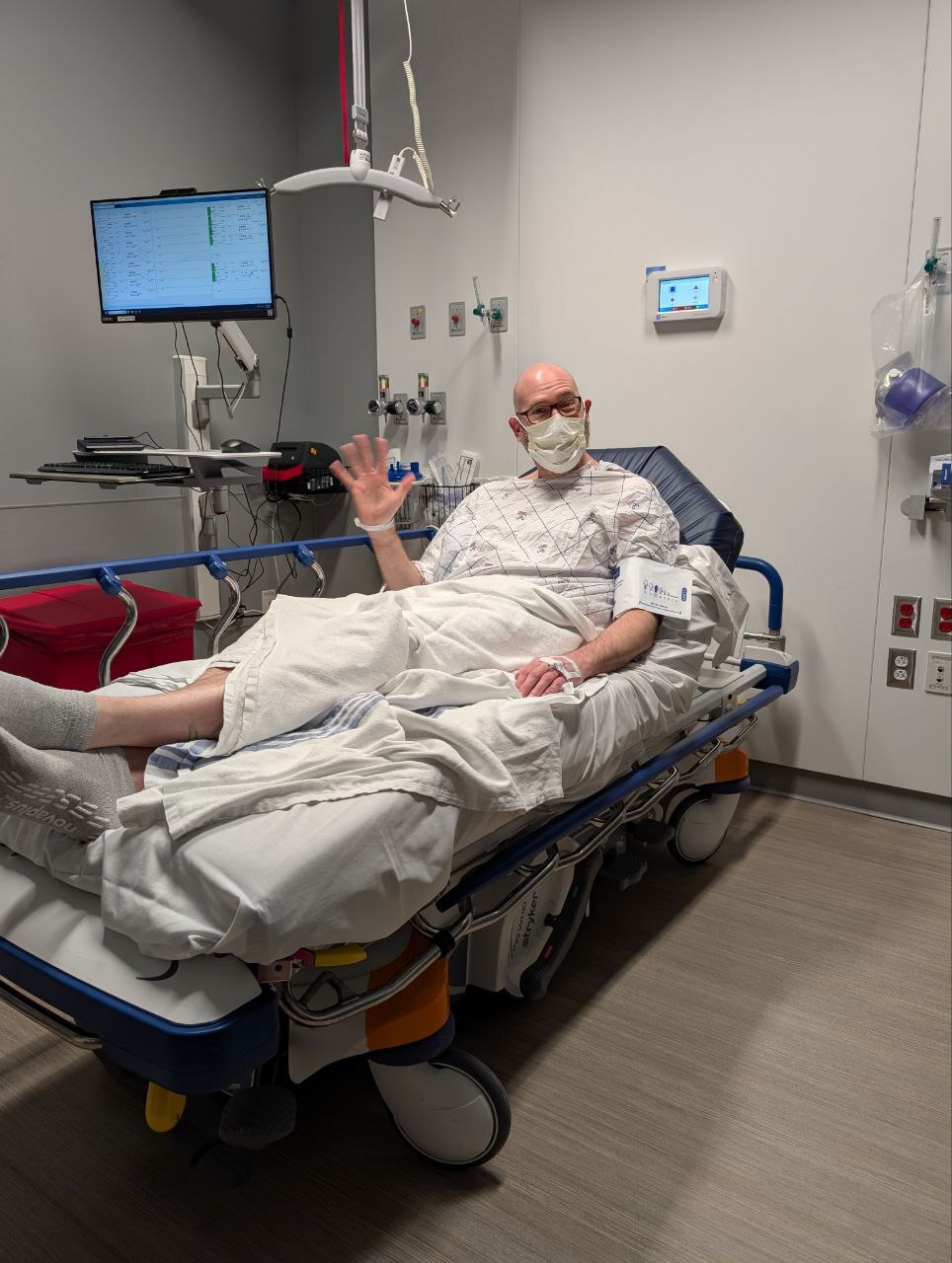 ready to be wheeled into surgery