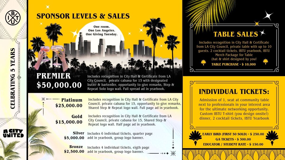 Sponsorship Packages, Tickets & Table Sales