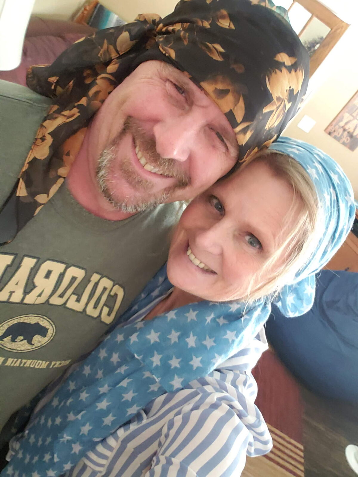 Julie and Hubby Showing off Some of her Scarves