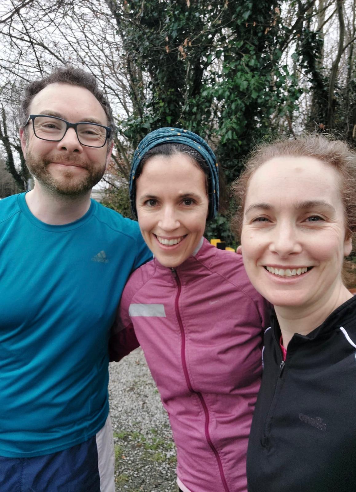 Training with my teammates John and Caitríona