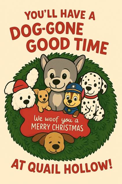 A group of dogs in a wreath

AI-generated content may be incorrect.