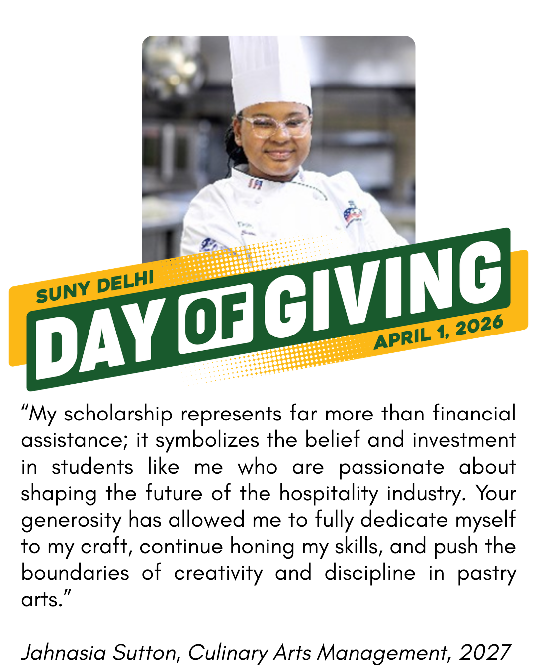 Jahnasia Sutton, Culinary Arts Management, Class of 2027