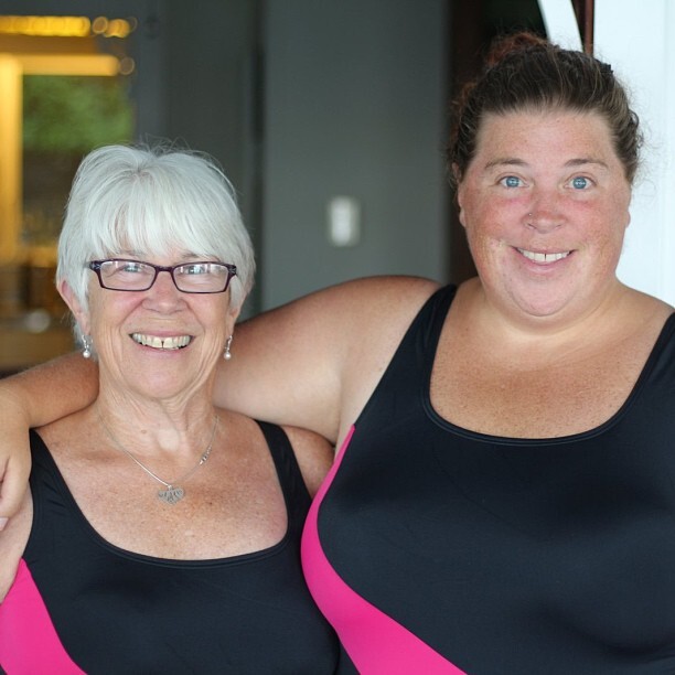 Matching with my mom for my first swim