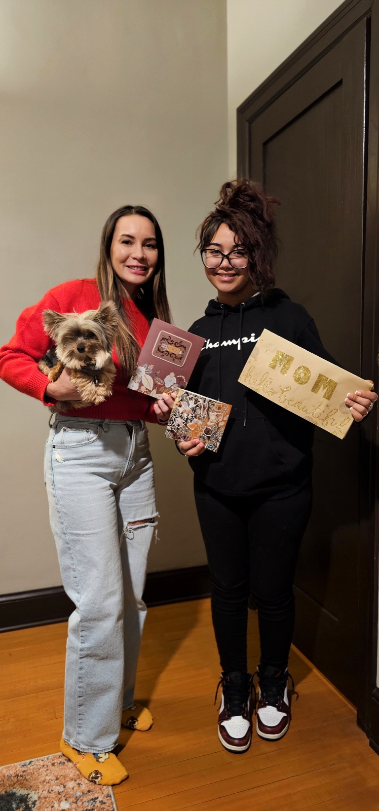Alisha & Alani making Valentine's Day cards