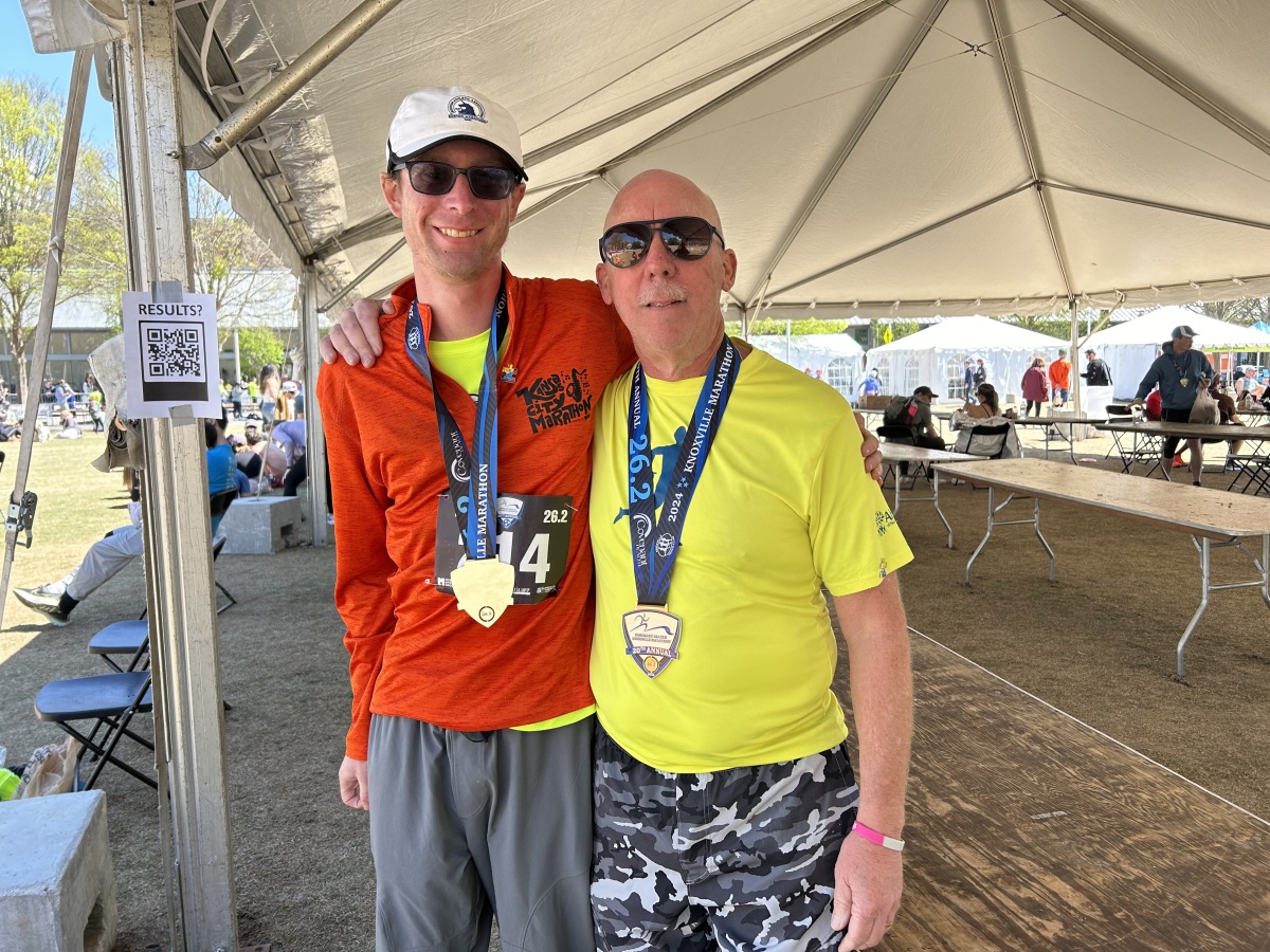 My Son James and I After the 4/7/24 Knoxville Marathon