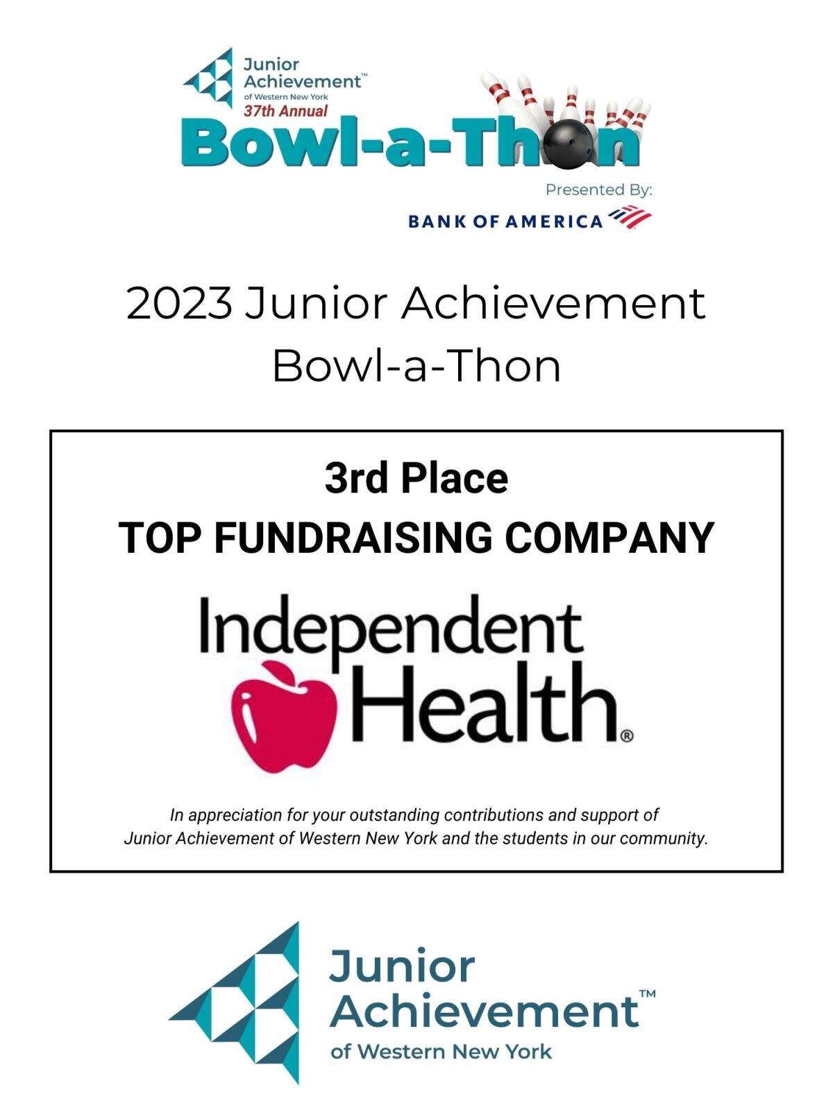 2023 - Third place top fundraising company