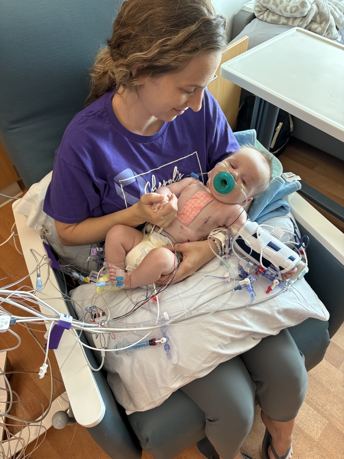 Mommy's first time holding Elijah post surgery