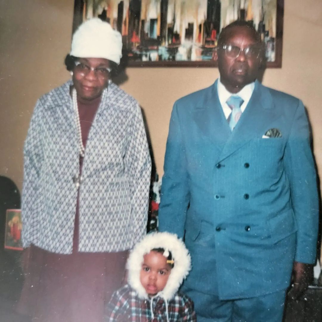 Maria Waters with her grandparents Rev Champ and Ida Mae Waters