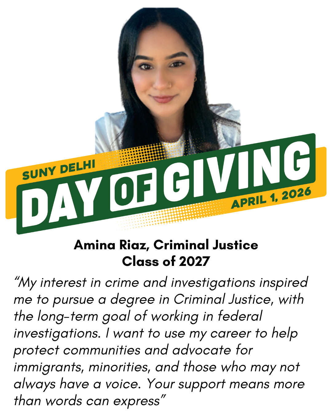 Amina Riaz, Criminal Justice, Class of 2027