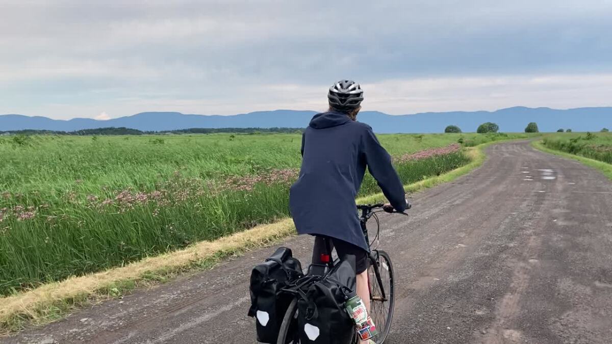 Biking in beautiful Ile aux Grues, Quebec a couple years ago!