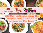 5 Chances to win a $20 Certificates to any Thai Cottage location, Time for Thai Downtown or Rim Tanon