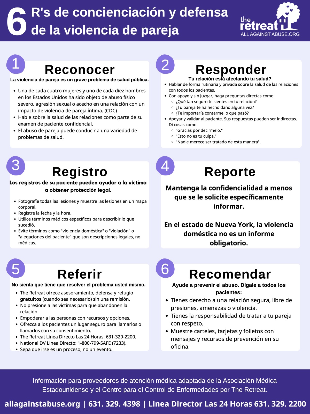 6 R's of Partner Violence Awareness and Advocacy - Spanish 