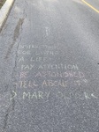 Sidewalk chalk with quote from a supporter