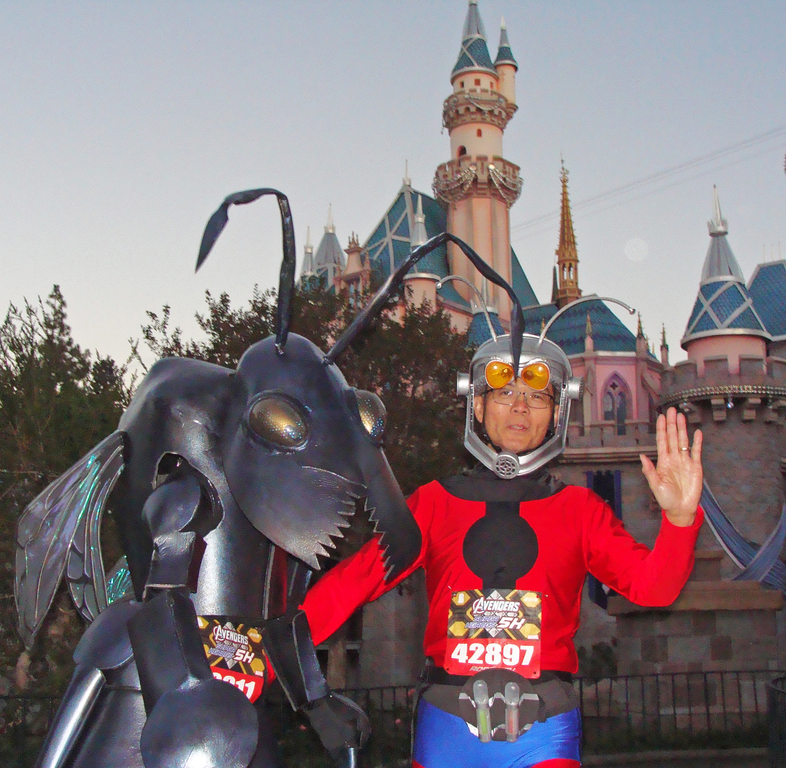 Sandy running at Disneyland as Antony Ant with Ant Man