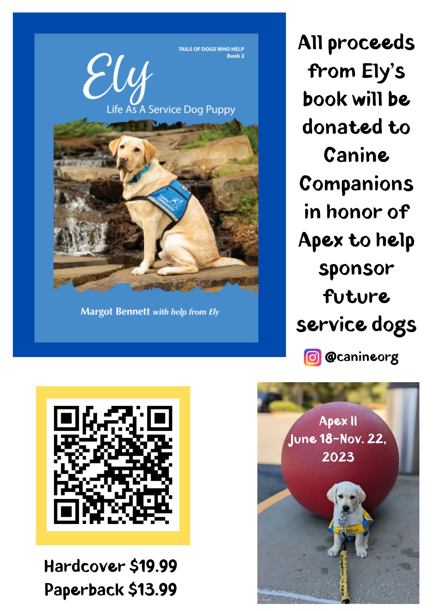 Donating proceeds of Ely's book in honor of Apex