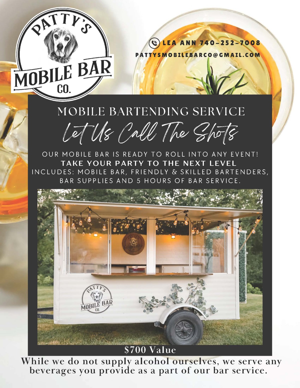 Elevate Your Event: 5 Hours of Premier Mobile Bar Service with Patty's Mobile Bar