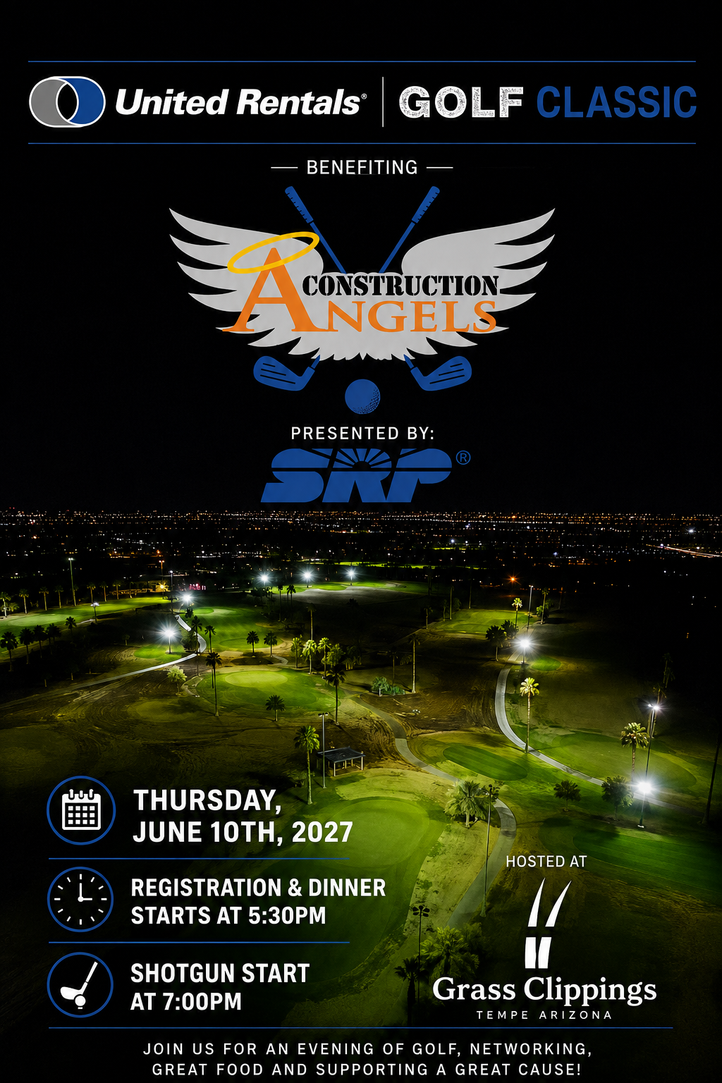 Flyer for 2027 United Rentals Charity Night Golf Classic