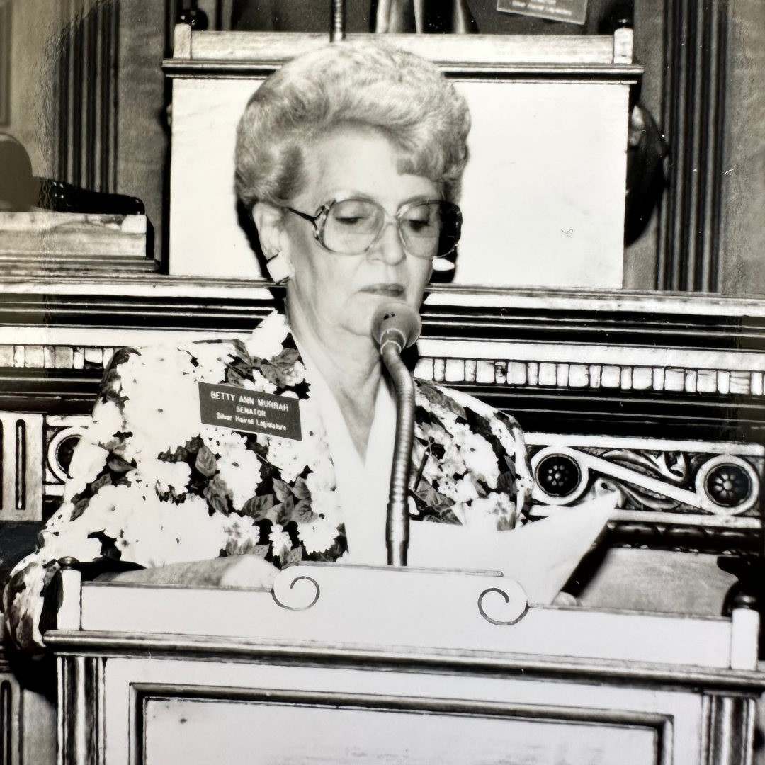 Betty speaking as a senator for the Silver-haired Legislature. 