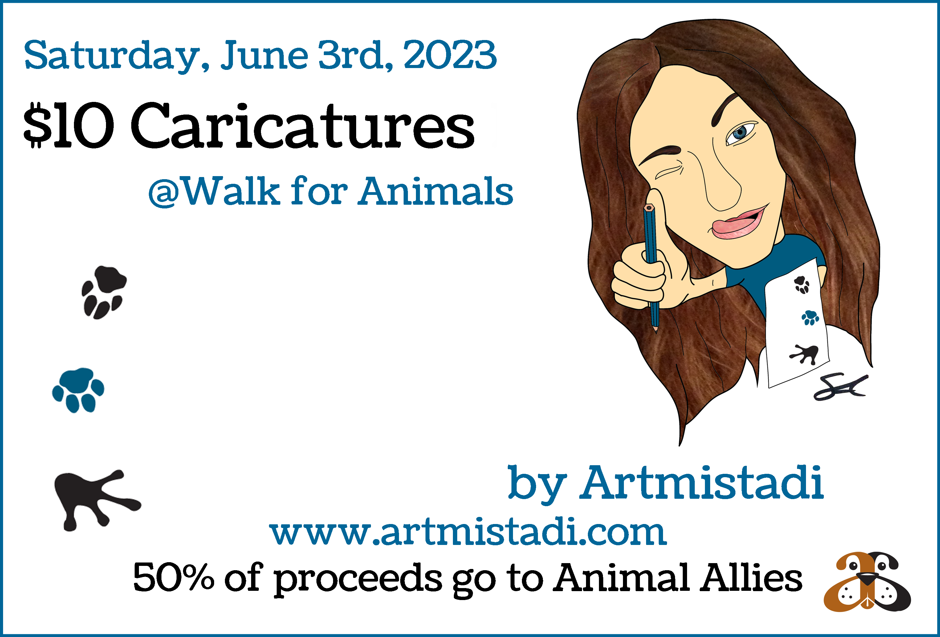 Caricature Drawings of you and your pet!