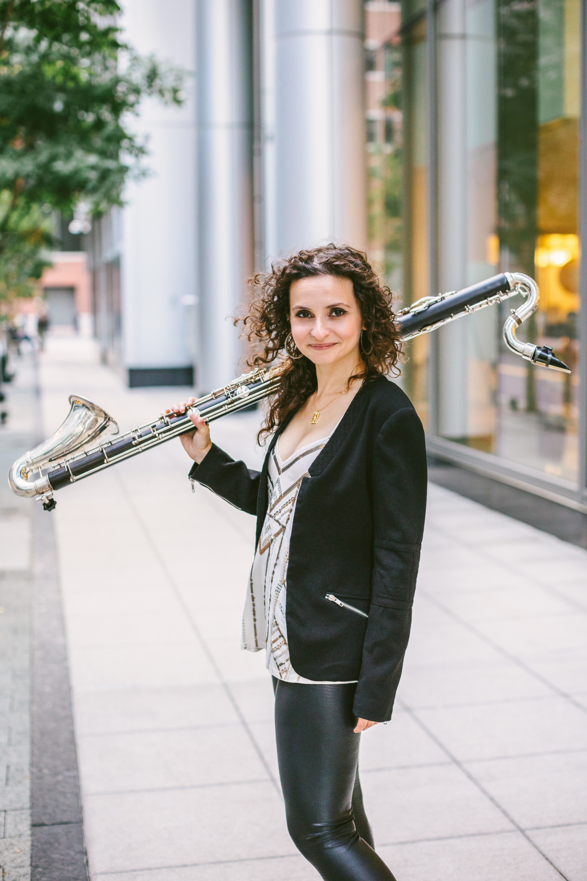 Celine Ferro with her bass clarinet