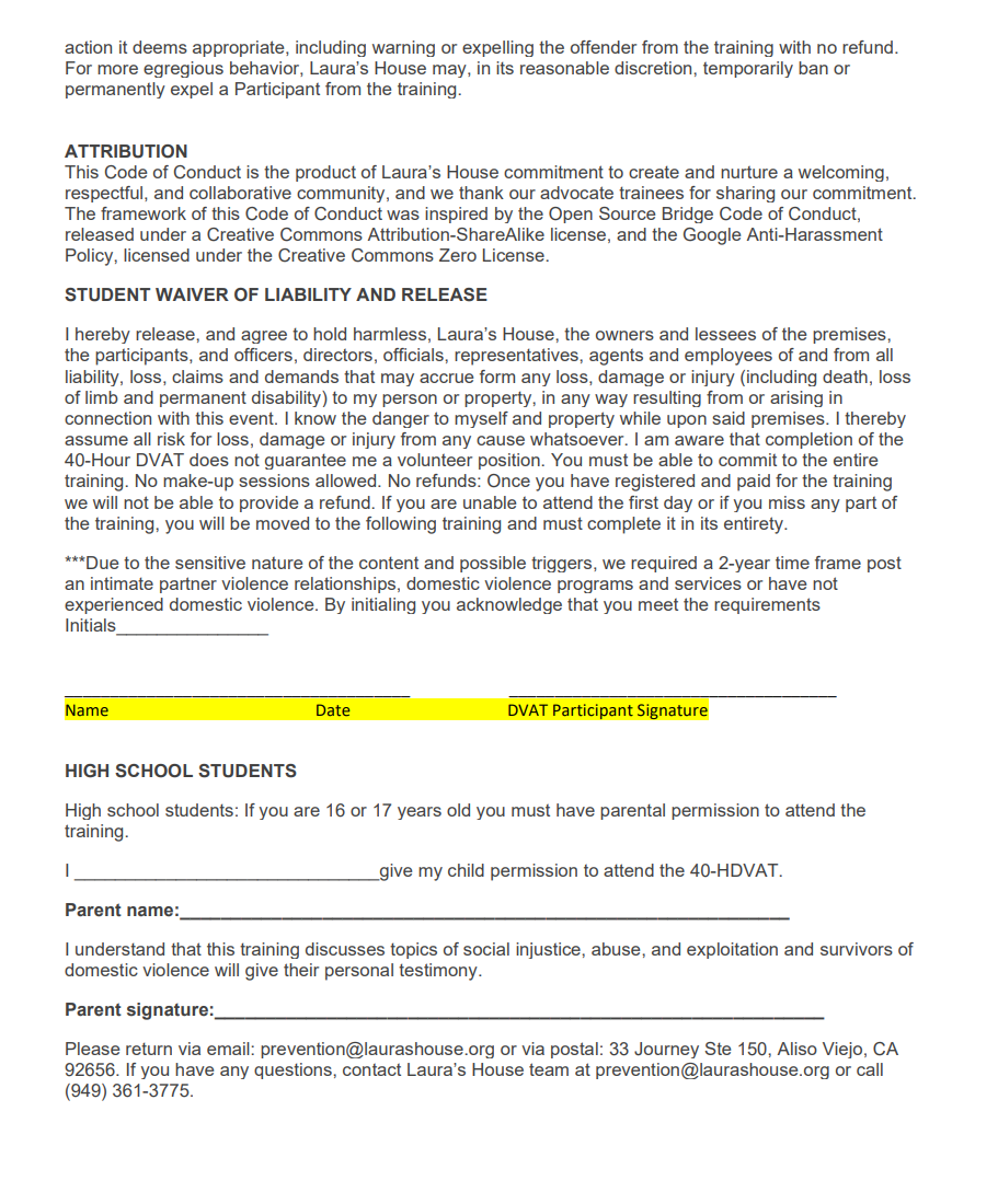 Code of Conduct *cont.