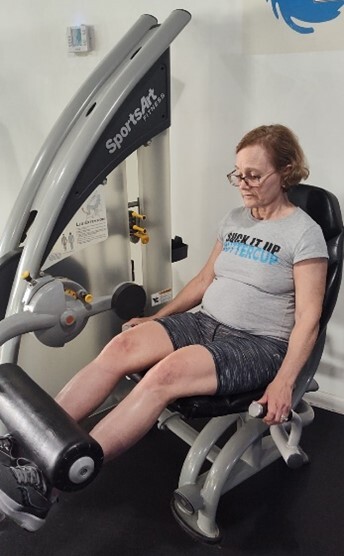 Colleen strengthening her legs