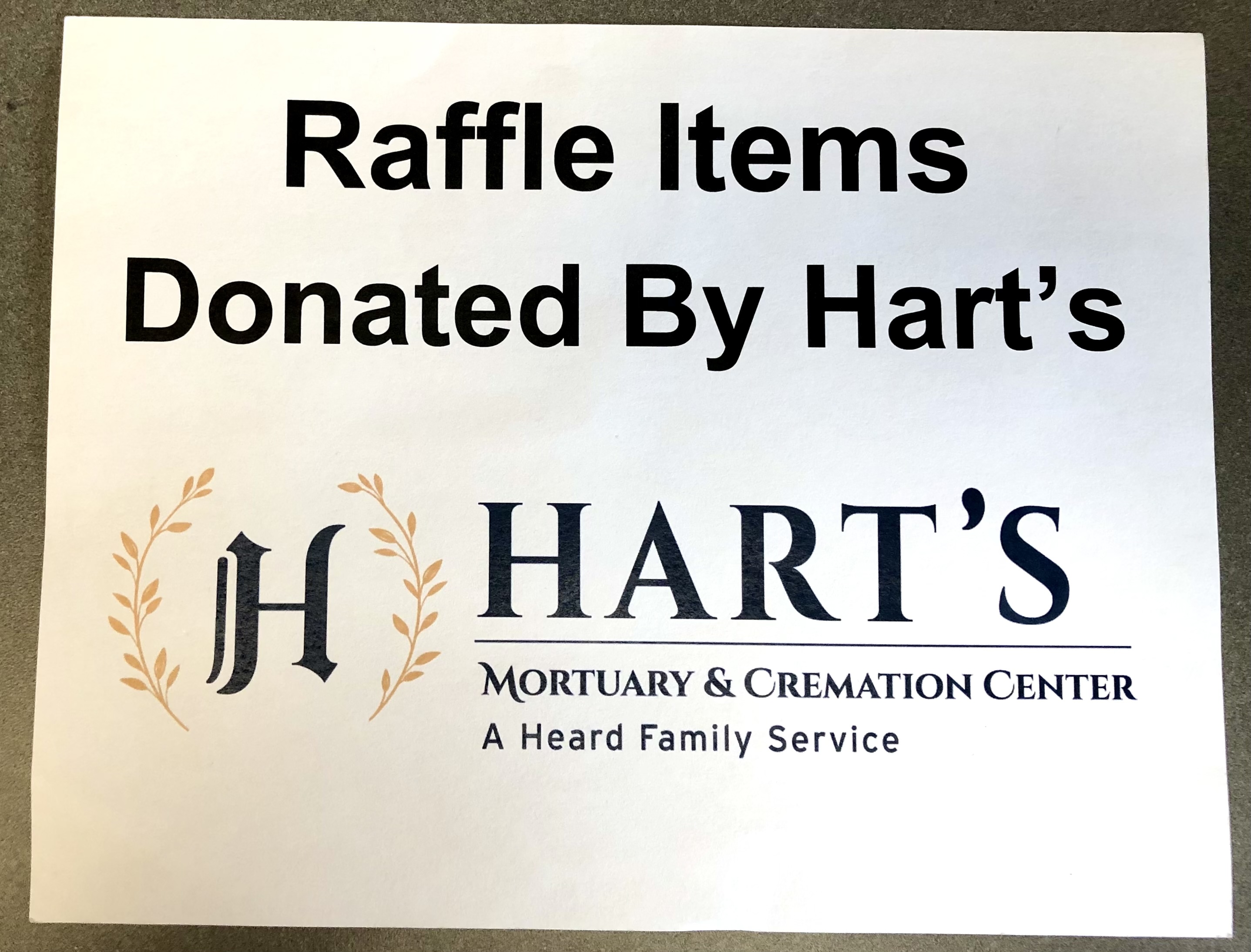 Raffle Items Donated by Hart's!!!