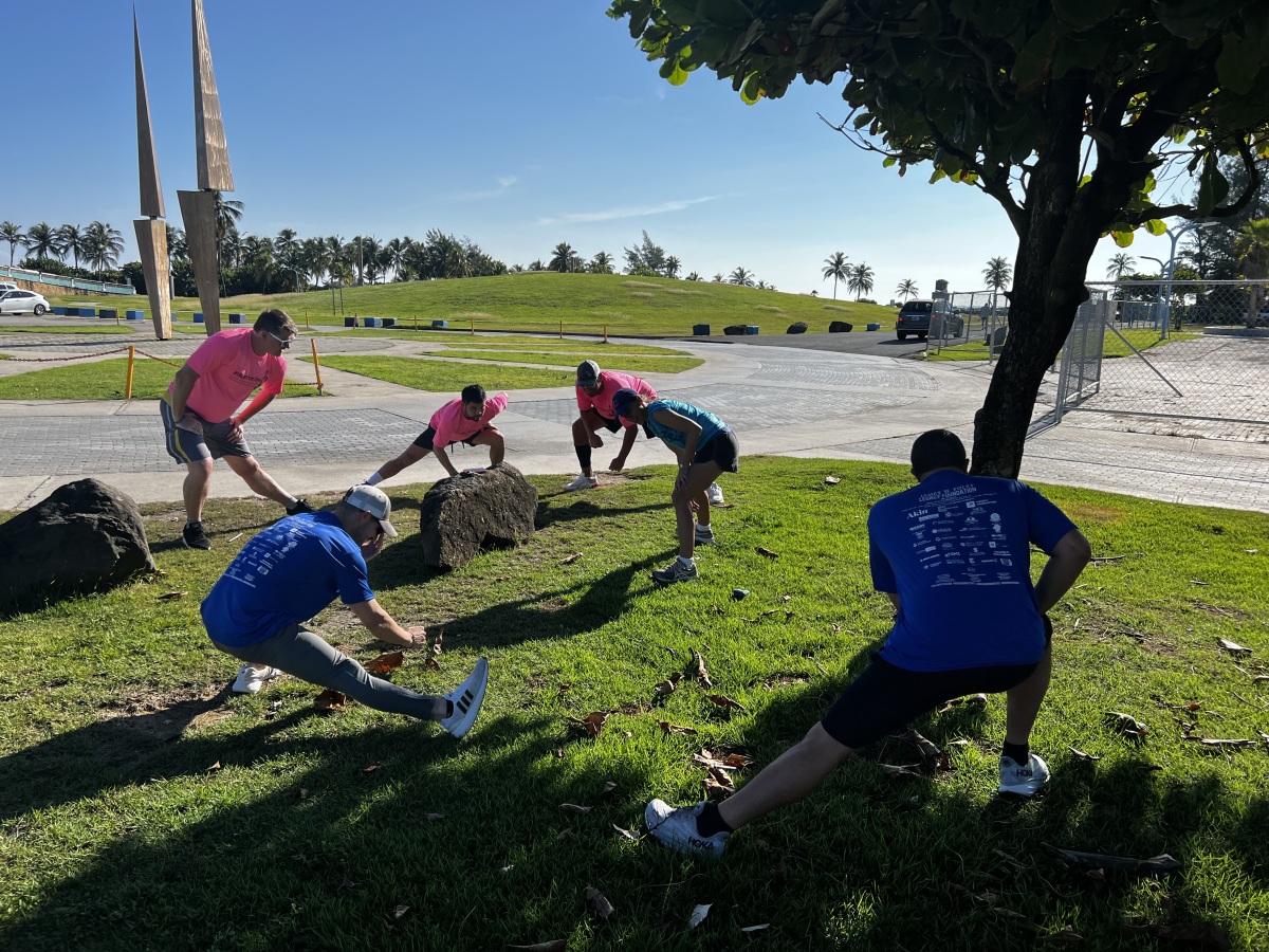 After run stretch session.