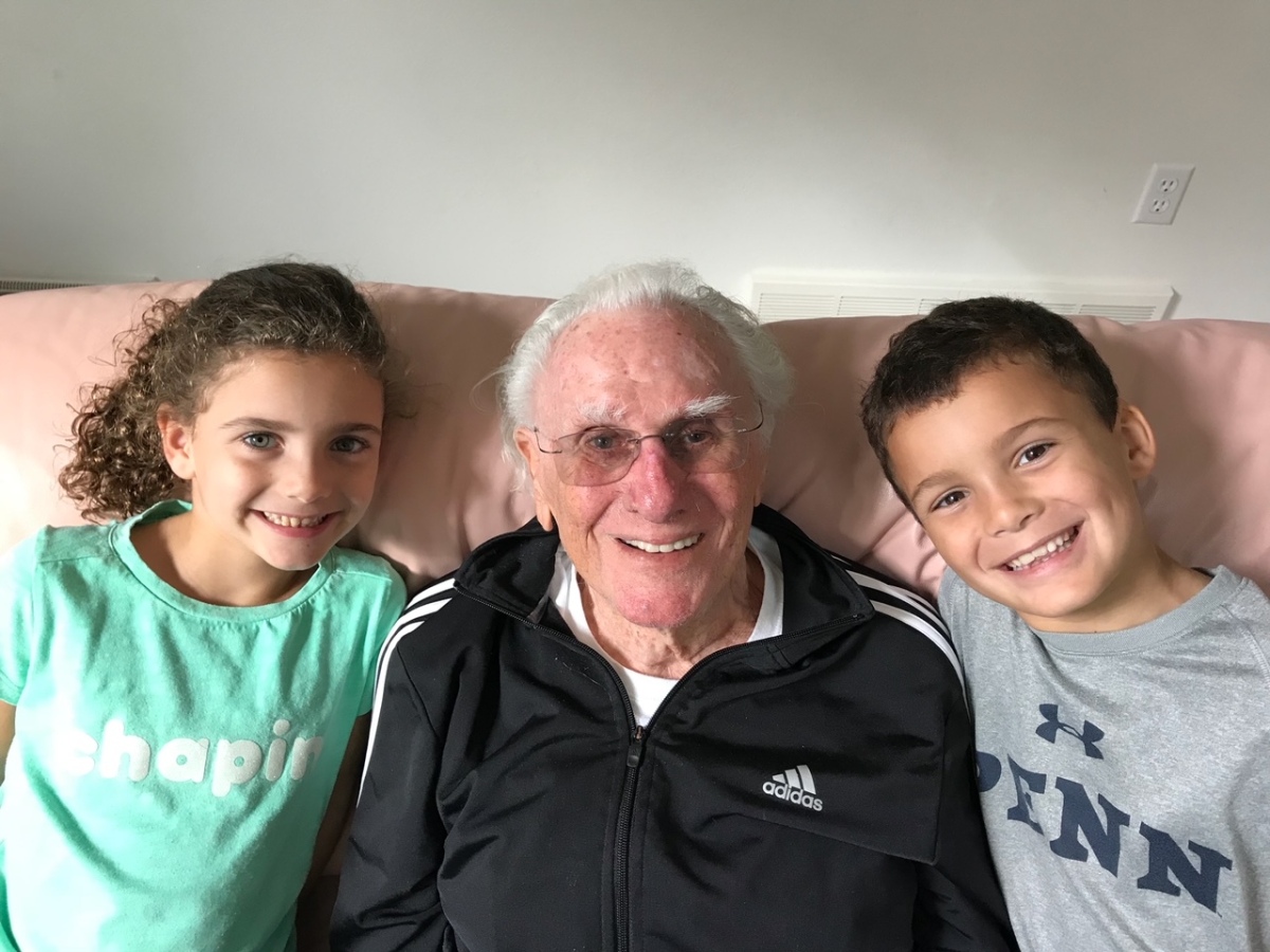 My sister and I with our "Zayde" (Great-grandfather Philip) - October 2017