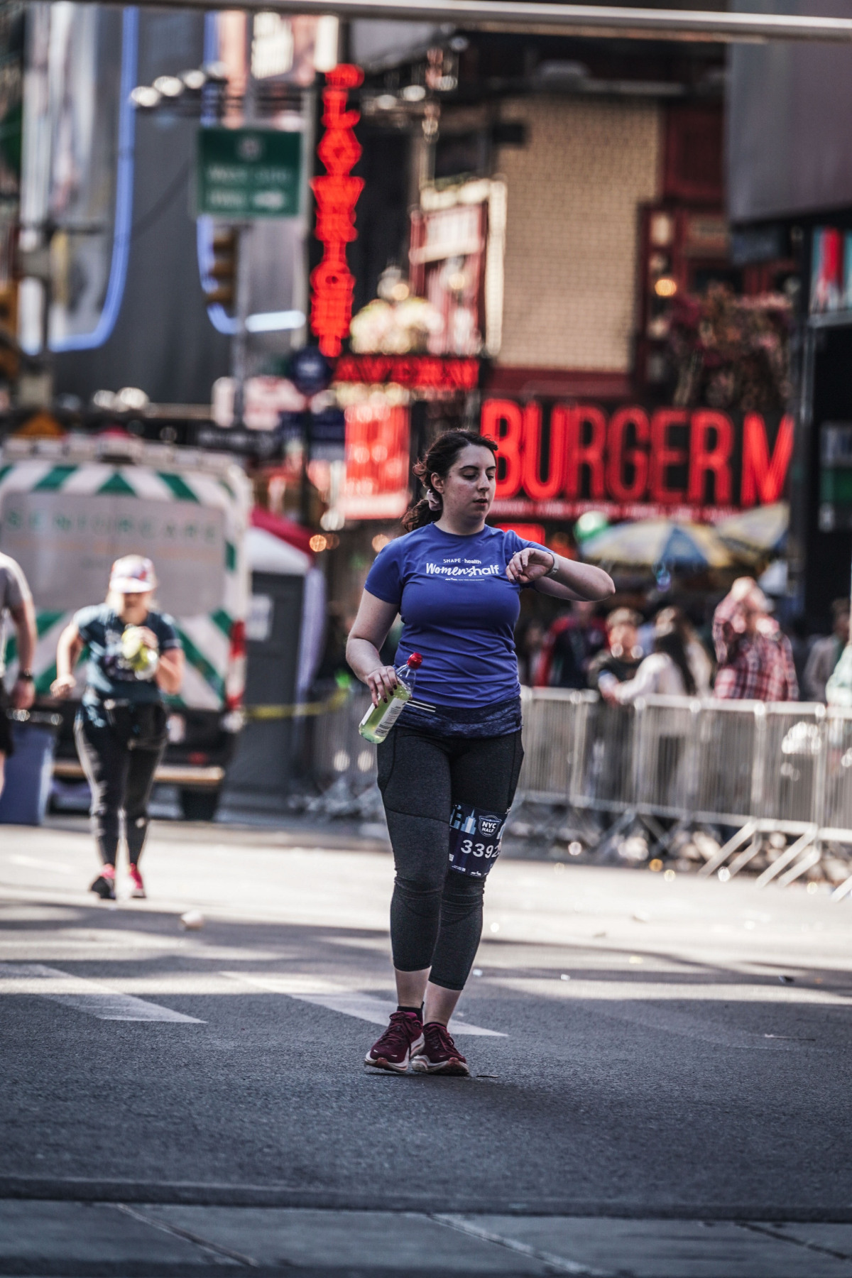 Checking my pace in Times Square during the United half