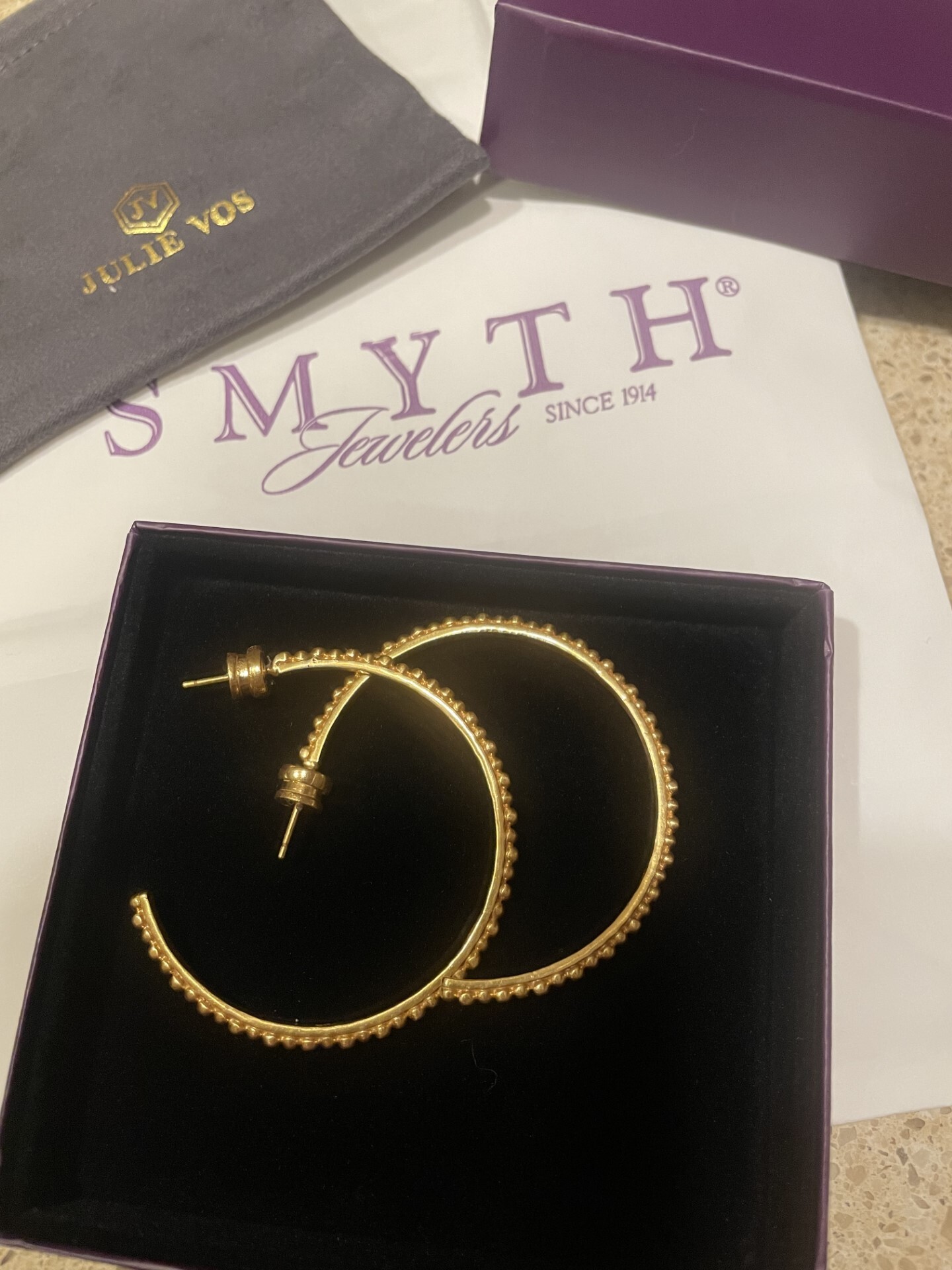 ITEM #104 - Julie Vos Colette 24K Gold Bead Hoop Earrings from Smyth Jewelers (Value:$75)