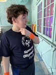 Making his own digital monster at Sesame Street Land in Orlando this summer.