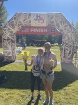 My first marathon in Jackson Hole, with my other favorite running buddy, Bailey!
