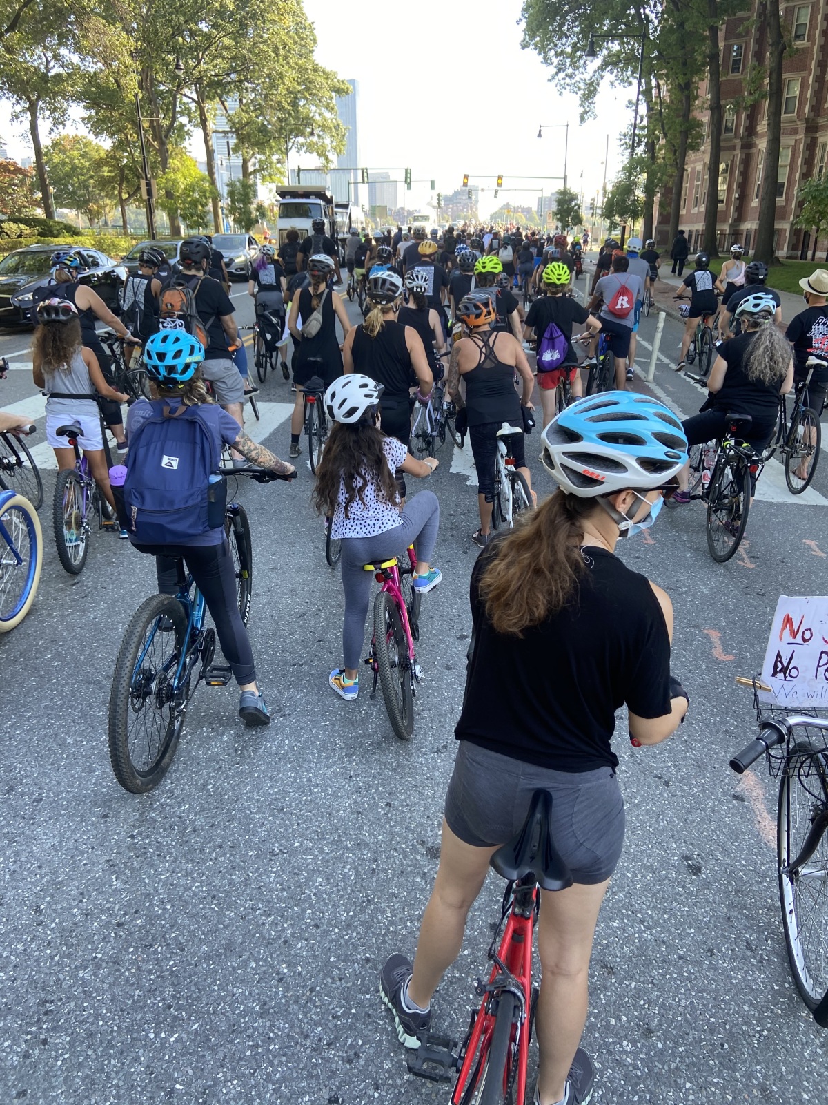 a Ride for Black Lives, heading over the Mass Ave bridge