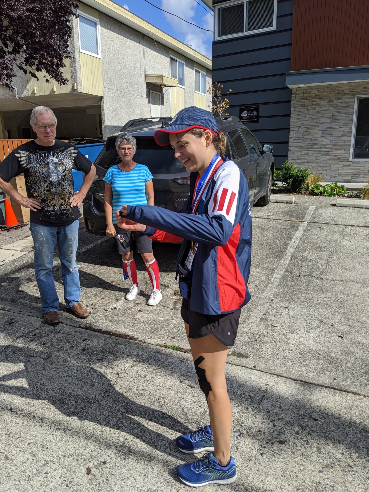 Receiving my honorary medal for my virtual marathon