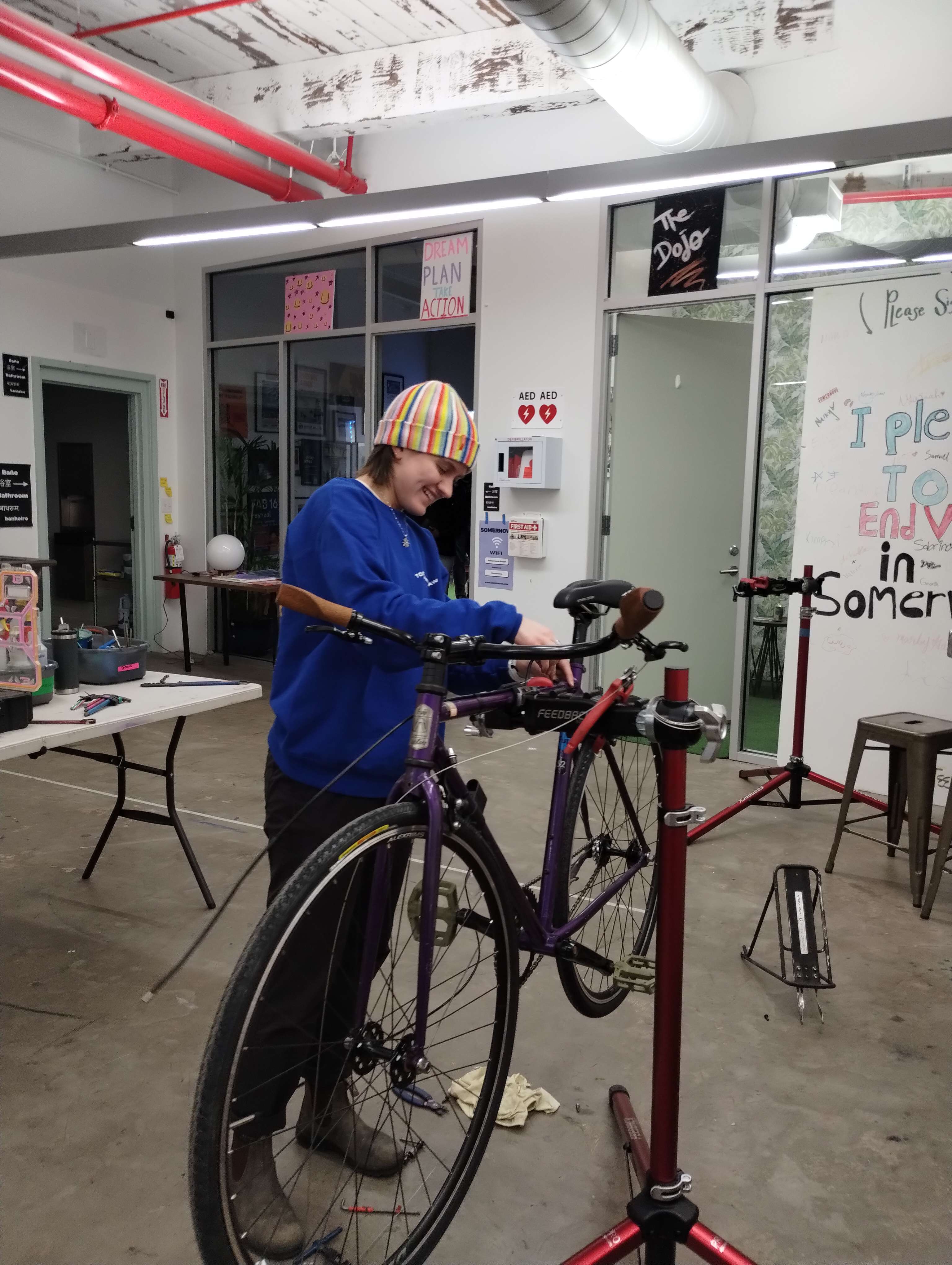 Fixing my (other) bike's brakes at the Somerville Bike Kitchen