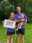Aunt Sarah & Uncle Tristan with Emmett at 2025 Bleeding Disorders Walk