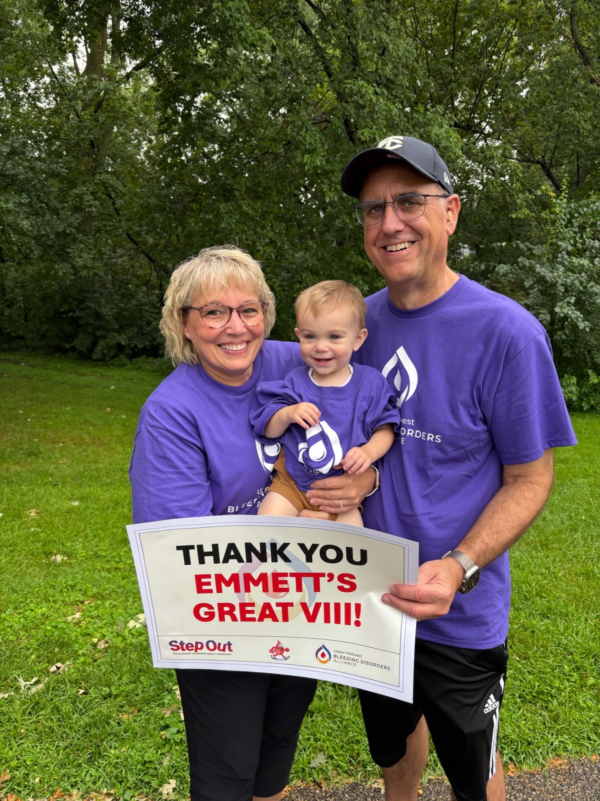 Grandma Darlene & Grandpa Brian with Emmett at 2025 Bleeding Disorders Walk