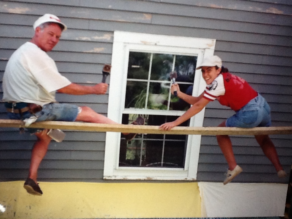 Dad and I painting the farm house.