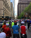 Lining up for the 5 Borough Bike Tour in NYC