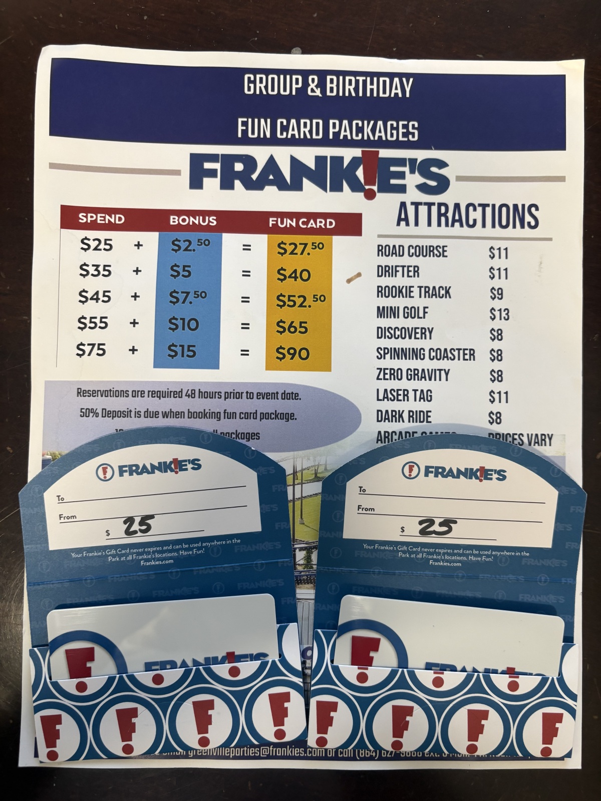 $25.00 Gift Cards to Frankies