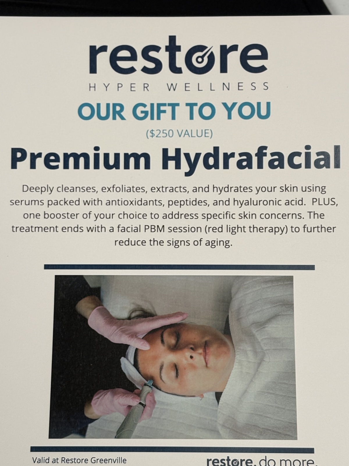 Premium Hydrafacial worth $250.00