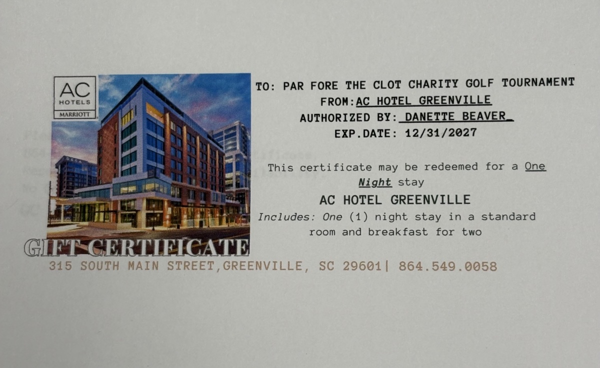 AC Hilton Greenville - One Night Stay with Breakfast for 2