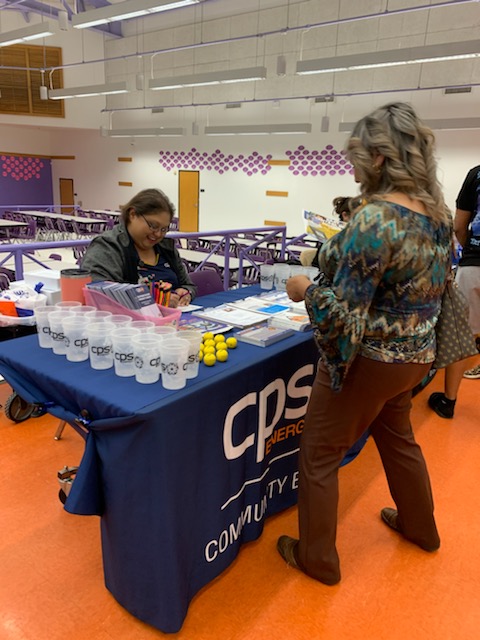 CPS Energy sharing resources at Legacy CCMR Family Engagement Night