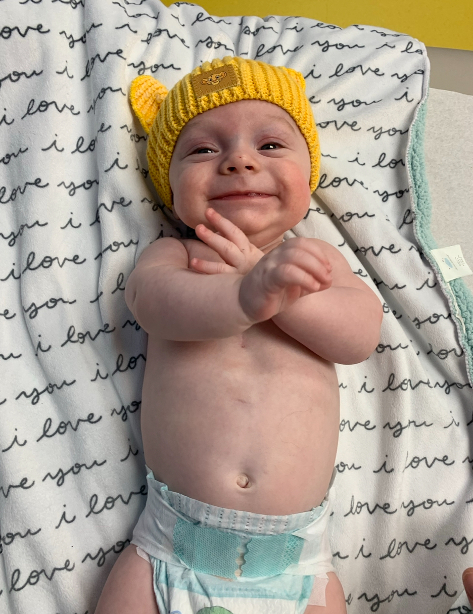 Our Lion Heart wearing his lion hat