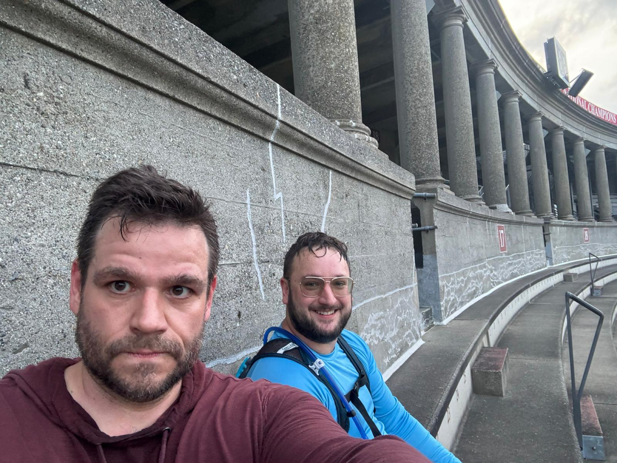 Martin and I hitting the Harvard Stadium Stairs (Feel free to join us on Tuesdays)