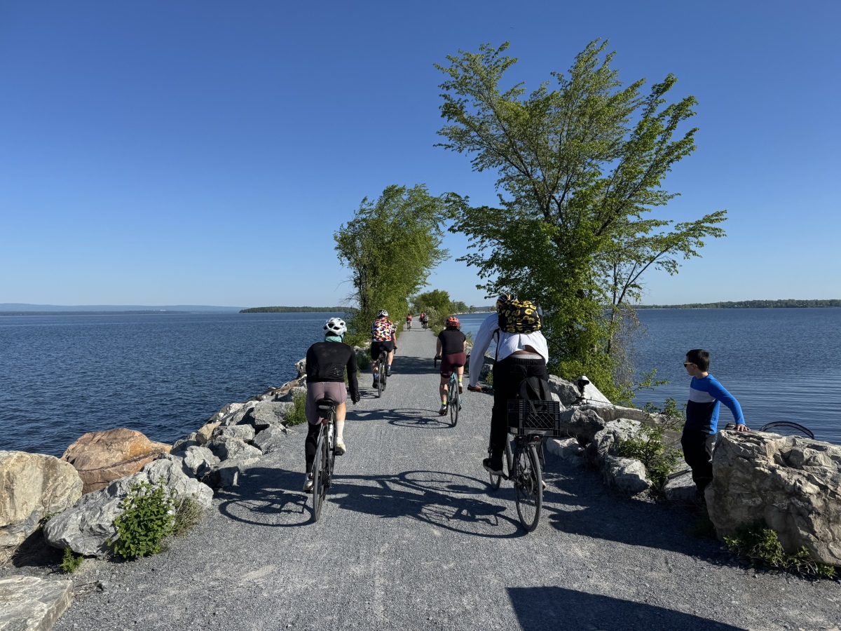 Crossing the Lake Champlain bicycle causeway