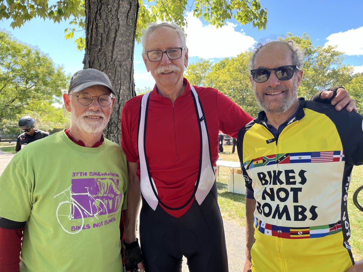 With friends and neighbors Walter Willett and Randy Stern, after last year's ride.