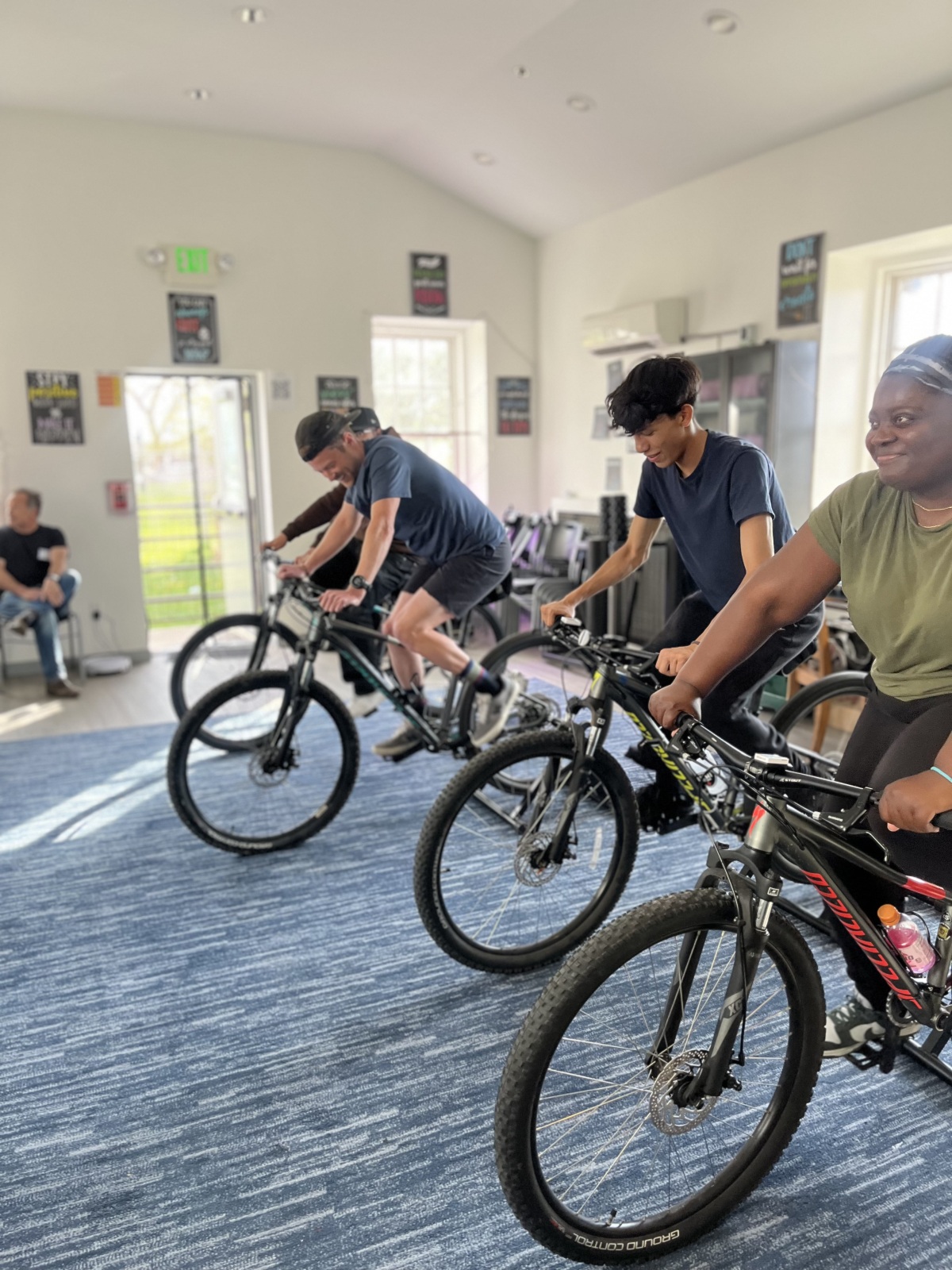 Folks speed racing in the Time Trial during the Communiity Health & Wellness Day