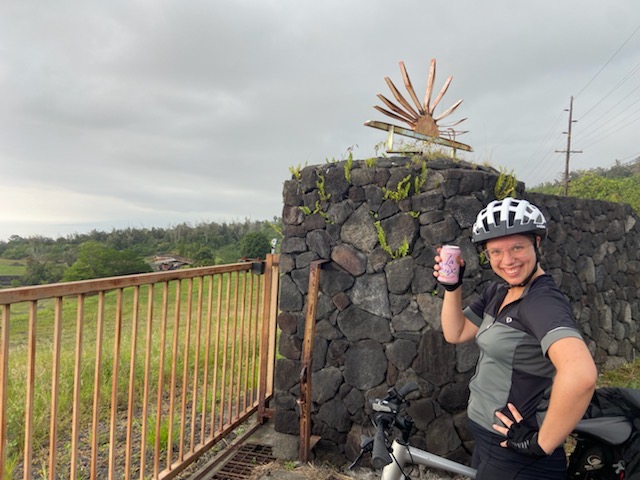 A drink break while biking around Hawaii